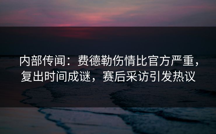 内部传闻:费德勒伤情比官方严重,复出时间成谜,赛后采访引发热议