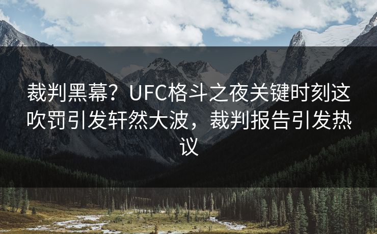 裁判黑幕？UFC格斗之夜关键时刻这吹罚引发轩然大波，裁判报告引发热议